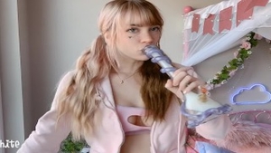 Blonde hair Indigo White in panties fucked hard