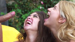 Brunette Arya Fae together with Riley Reid orgy