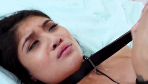 Brunette gangbang in toilet