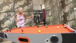 Rocco Siffredi: Pink Lingerie Beauty Plays Pool